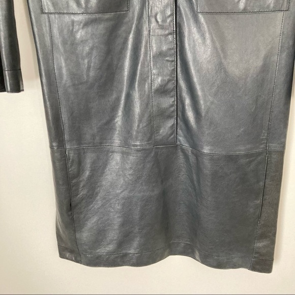 VINCE Lamb Leather Tunic Shift Dress - Picture 7 of 14